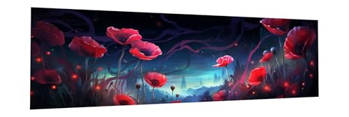 5D Diamond Painting Erwachsene Groß XXL 100x300cm Mohn Diamant Painting Bilder Blume Diamond Painting Zubehör Full, DIY Crystal Mosaikherstellung, Wanddeko, Geschenke für Frauen, Weihnachten L-5 von JIANFREY