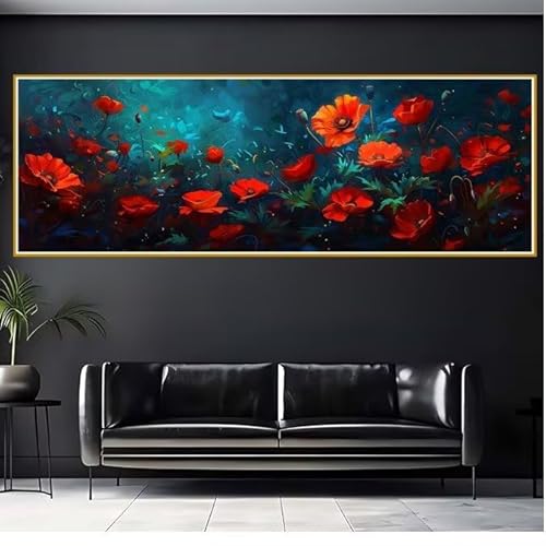 5D Diamond Painting Erwachsene Groß XXL 100x300cm Mohn Diamant Painting Bilder Blume Diamond Painting Zubehör Full, DIY Crystal Mosaikherstellung, Wanddeko, Geschenke für Frauen, Weihnachten S-9 von JIANFREY