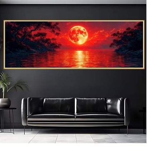 5D Diamond Painting Erwachsene Groß XXL 100x300cm Mond Diamant Painting Bilder Landschaft Diamond Painting Zubehör Full DIY Crystal Mosaikherstellung, Wanddeko, Geschenke für Frauen, Weihnachten U-3 von JIANFREY