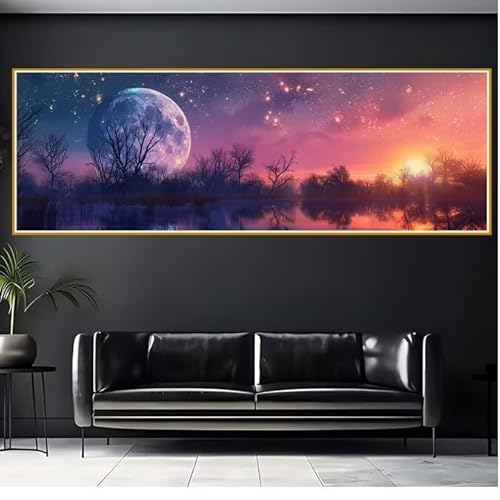 5D Diamond Painting Erwachsene Groß XXL 100x300cm Mond Diamant Painting Bilder Sternenhimmel Diamond Painting Zubehör Full DIY Mosaikherstellung, Wanddeko, Geschenke für Frauen, Weihnachten C-0 von JIANFREY