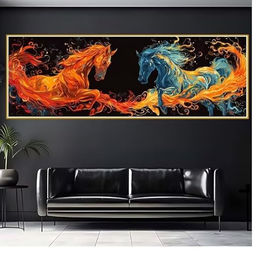 5D Diamond Painting Erwachsene Groß XXL 100x300cm Pferd Diamant Painting Bilder Tier Diamond Painting Zubehör Full, DIY Crystal Mosaikherstellung, Wanddeko, Geschenke für Frauen, Weihnachten U-6 von JIANFREY