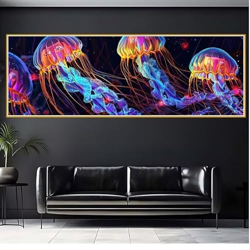 5D Diamond Painting Erwachsene Groß XXL 100x300cm Qualle Diamant Painting Bilder Farbe Diamond Painting Zubehör Full DIY Crystal Mosaikherstellung, Wanddeko, Geschenke für Frauen, Weihnachten F-9 von JIANFREY