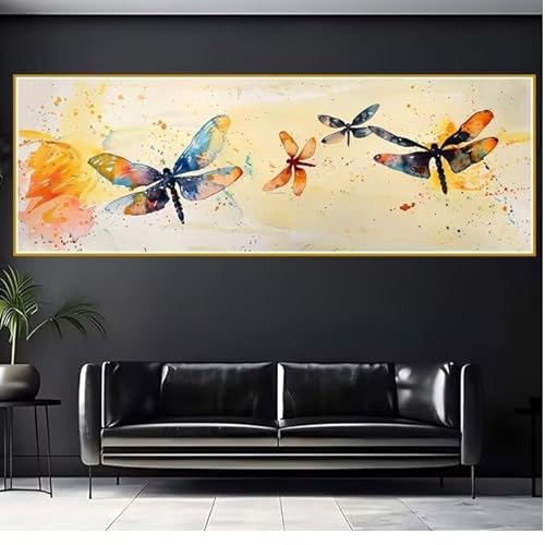 5D Diamond Painting Erwachsene Groß XXL 100x300cm Retro Diamant Painting Bilder Libelle Diamond Painting Zubehör Full DIY Crystal Mosaikherstellung, Wanddeko, Geschenke für Frauen, Weihnachten K-6 von JIANFREY