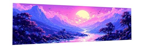 5D Diamond Painting Erwachsene Groß XXL 100x300cm Sonnenuntergang Diamant Painting Bilder Landschaft Diamond Painting Zubehör DIY Mosaikherstellung, Wanddeko, Geschenke für Frauen, Weihnachten D-3 von JIANFREY