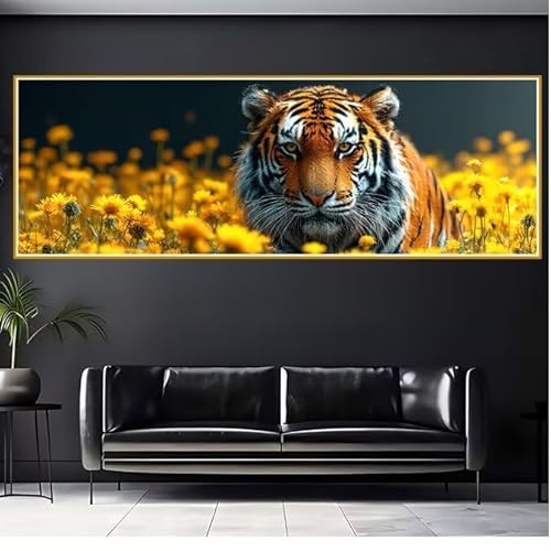 5D Diamond Painting Erwachsene Groß XXL 100x300cm Tiger Diamant Painting Bilder Tier Diamond Painting Zubehör Full, DIY Crystal Mosaikherstellung, Wanddeko, Geschenke für Frauen, Weihnachten B-7 von JIANFREY