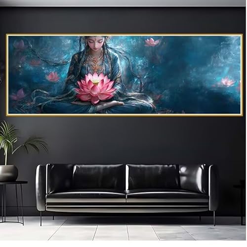 5D Diamond Painting Erwachsene Groß XXL 40x120cm Frau Diamant Painting Bilder Lotus Diamond Painting Zubehör Full DIY Crystal Mosaikherstellung, Wanddeko, Geschenke für Frauen, Männer, Weihnachten Y-9 von JIANFREY