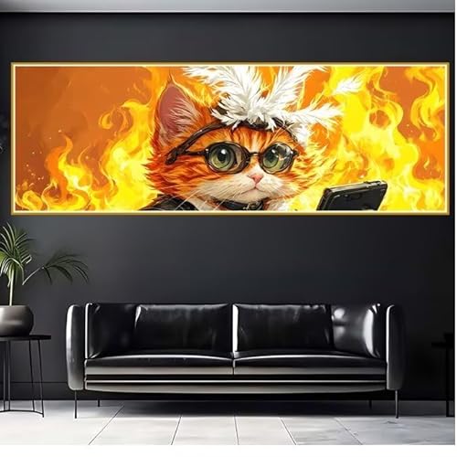 5D Diamond Painting Erwachsene Groß XXL 40x120cm Katze Diamant Painting Bilder Tier Diamond Painting Zubehör Full DIY Crystal Mosaikherstellung, Wanddeko, Geschenke für Frauen, Männer, Weihnachten K-8 von JIANFREY