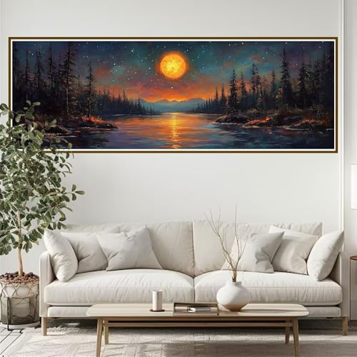 5D Diamond Painting Erwachsene Groß xxl 120 x 40 cm Landschaft Diamant Painting Bilder Sonnenuntergang Diamond Painting Zubehör Full DIY Mosaikherstellung, Wanddeko, für Frauen, Männer, Ostern B-5 von JIANFREY