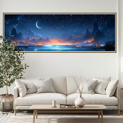 5D Diamond Painting Erwachsene Groß xxl 120 x 40 cm Landschaft Diamant Painting Bilder Sternenhimmel Diamond Painting Zubehör Full DIY Mosaikherstellung, Wanddeko, für Frauen, Männer, Ostern B-3 von JIANFREY