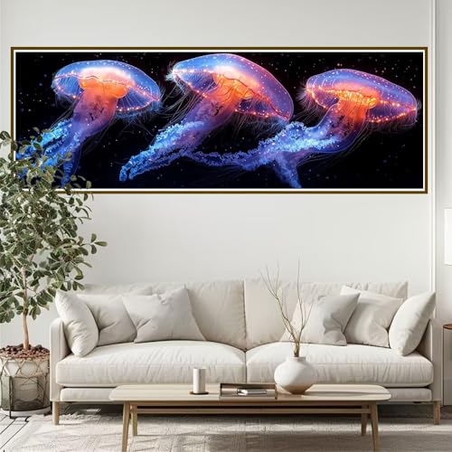 5D Diamond Painting Erwachsene Groß xxl 120 x 40 cm Qualle Diamant Painting Bilder Tier Diamond Painting Zubehör Full DIY Crystal Mosaikherstellung, Wanddeko, Geschenke für Frauen, Männer, Ostern L-9 von JIANFREY