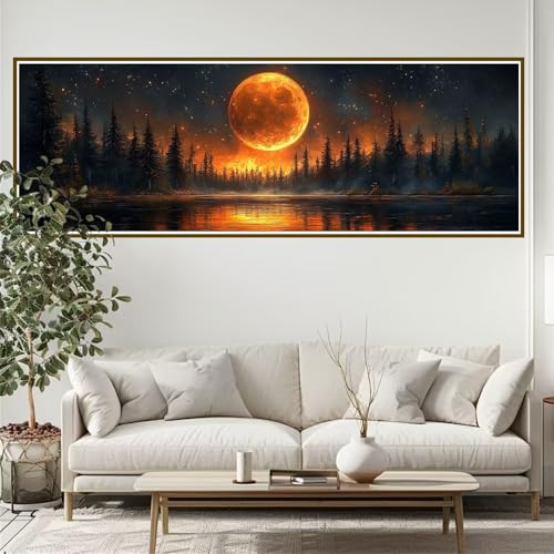 5D Diamond Painting Erwachsene Groß xxl 120 x 40 cm Sonnenuntergang Diamant Painting Bilder Baum Diamond Painting Zubehör Full DIY Crystal Mosaikherstellung, Wanddeko, für Frauen, Männer, Ostern I-0 von JIANFREY