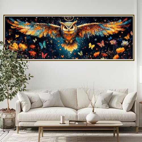 5D Diamond Painting Erwachsene Groß xxl 210 x 70 cm Eule Diamant Painting Bilder Schmetterling Diamond Painting Zubehör Full DIY Crystal Mosaikherstellung, Wanddeko, für Frauen, Männer, Ostern N-8 von JIANFREY