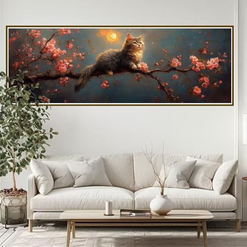 5D Diamond Painting Erwachsene Groß xxl 210 x 70 cm Katze Diamant Painting Bilder Blume Diamond Painting Zubehör Full DIY Crystal Mosaikherstellung, Wanddeko, Geschenke für Frauen, Männer, Ostern G-7 von JIANFREY