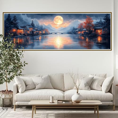 5D Diamond Painting Erwachsene Groß xxl 210 x 70 cm Landschaft Diamant Painting Bilder Sonnenuntergang Diamond Painting Zubehör Full DIY Mosaikherstellung, Wanddeko, für Frauen, Männer, Ostern I-3 von JIANFREY