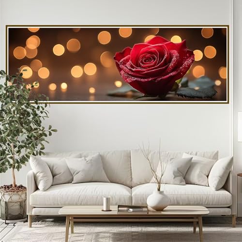 5D Diamond Painting Erwachsene Groß xxl 210 x 70 cm Rose Diamant Painting Bilder Blume Diamond Painting Zubehör Full DIY Crystal Mosaikherstellung, Wanddeko, Geschenke für Frauen, Männer, Ostern A-6 von JIANFREY