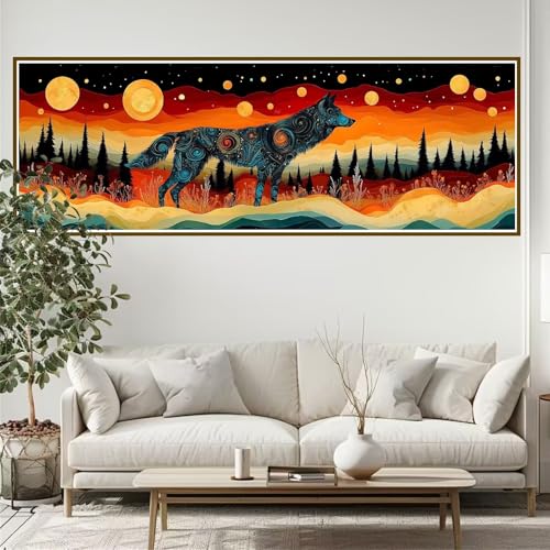 5D Diamond Painting Erwachsene Groß xxl 300 x 100 cm Abstrakt Diamant Painting Bilder Wolf Diamond Painting Zubehör Full DIY Mosaikherstellung, Wanddeko, Geschenke für Frauen, Männer, Ostern H-4 von JIANFREY