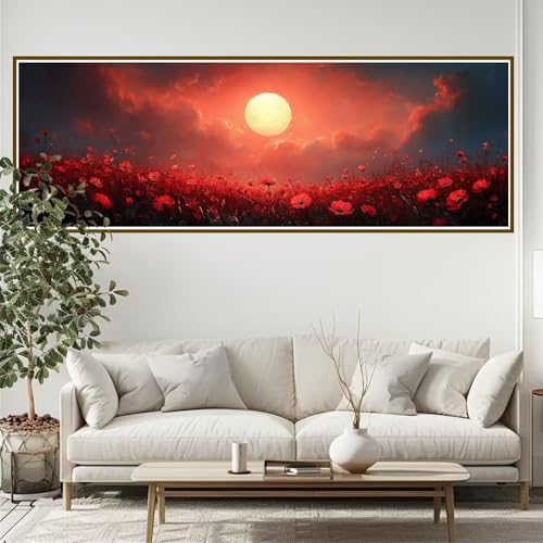 5D Diamond Painting Erwachsene Groß xxl 300 x 100 cm Mond Diamant Painting Bilder Blume Diamond Painting Zubehör Full DIY Crystal Mosaikherstellung, Wanddeko, Geschenke für Frauen, Männer, Ostern T-8 von JIANFREY