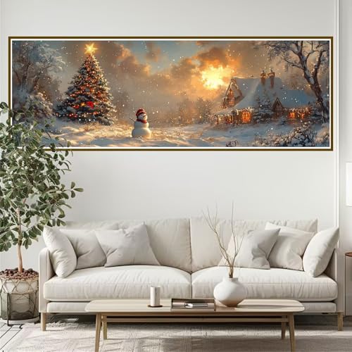 5D Diamond Painting Erwachsene Groß xxl 300 x 100 cm Weihnachten Diamant Painting Bilder Schneemann Diamond Painting Zubehör Full DIY Mosaikherstellung, Wanddeko, für Frauen, Männer, Ostern V-9 von JIANFREY