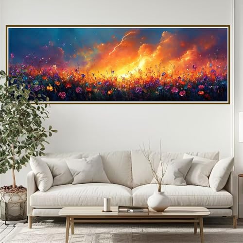 Diamond Painting Blume Diamond Painting Erwachsene Groß XXL 150 x 50 cm Wolke Diamant Painting Bilder, DIY 5D Diamant Kunst Malerei Stickerei Kreuzstich Basteln Set Home Wand Dekor Geschenke O-9 von JIANFREY