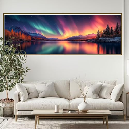 Diamond Painting Erwachsene Aurora Diamant Painting Bilder Kinder Fantasie Diamond Painting Runden Diamant 90 x 30 cm DIY Daiments Malerei Groß Bastelset für Wohnzimmer und Schlafzimmer Wanddeko U-6 von JIANFREY