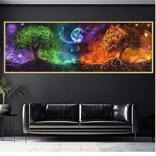 Diamond Painting Erwachsene Baum Diamant Painting Bilder Kinder Landschaft Diamond Painting Eckige Steine 30x90cm DIY Diamant Malerei Groß Bastelset für Wohnzimmer und Schlafzimmer Wanddeko R-4 von JIANFREY