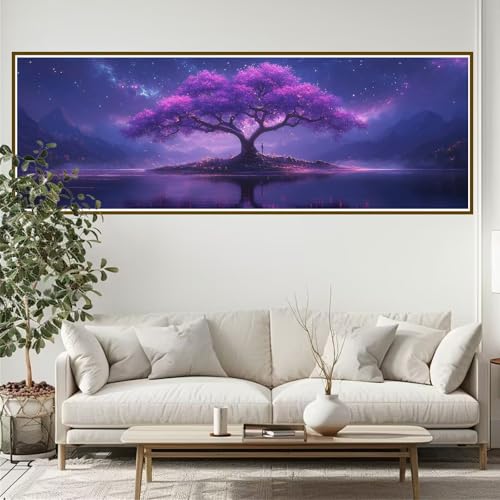 Diamond Painting Erwachsene Baum Diamant Painting Bilder Kinder Landschaft Diamond Painting Runden Diamant 90 x 30 cm DIY Daiments Malerei Groß Bastelset für Wohnzimmer und Schlafzimmer Wanddeko K-2 von JIANFREY