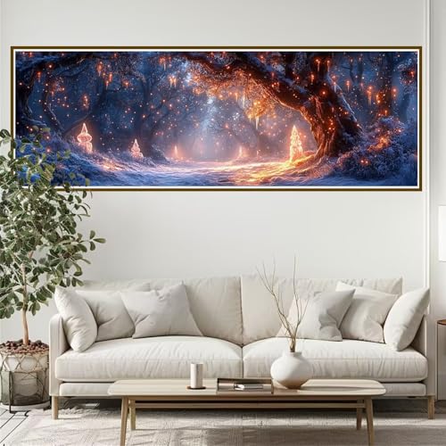 Diamond Painting Erwachsene Baum Diamant Painting Bilder Kinder Landschaft Diamond Painting Runden Diamant 90 x 30 cm DIY Daiments Malerei Groß Bastelset für Wohnzimmer und Schlafzimmer Wanddeko W-8 von JIANFREY