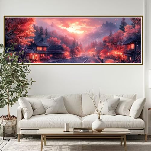 Diamond Painting Erwachsene Baum Diamant Painting Bilder Kinder Landschaft Diamond Painting Runden Diamant 90 x 30 cm DIY Daiments Malerei Groß Bastelset für Wohnzimmer und Schlafzimmer Wanddeko Y-8 von JIANFREY