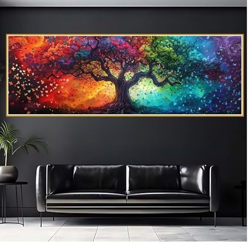 Diamond Painting Erwachsene Baum Diamant Painting Bilder Kinder Schmetterling Diamond Painting Eckige Steine 30x90cm DIY Diamant Malerei Groß Bastelset für Wohnzimmer und Schlafzimmer Wanddeko W-4 von JIANFREY