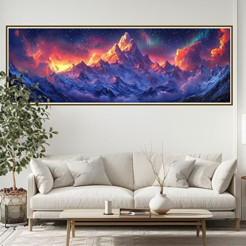 Diamond Painting Erwachsene Berg Diamant Painting Bilder Kinder Landschaft Diamond Painting Runden Diamant 90 x 30 cm DIY Daiments Malerei Groß Bastelset für Wohnzimmer und Schlafzimmer Wanddeko K-3 von JIANFREY