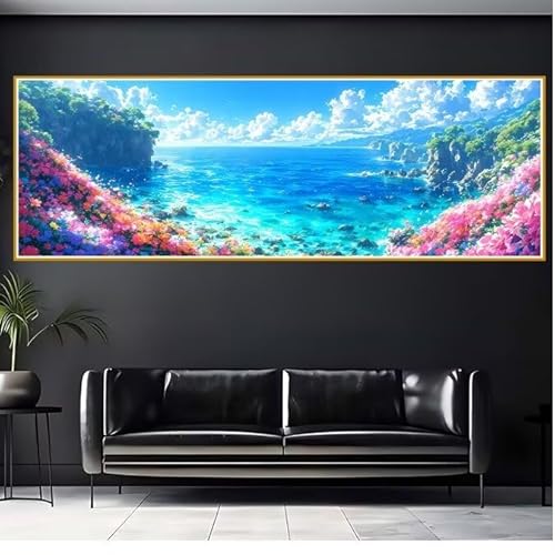 Diamond Painting Erwachsene Blume Diamant Painting Bilder Kinder Landschaft Diamond Painting Eckige Steine 90x270cm DIY Diamant Malerei Groß Bastelset für Wohnzimmer und Schlafzimmer Wanddeko K-7 von JIANFREY