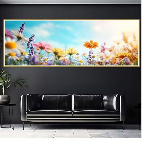 Diamond Painting Erwachsene Blume Diamant Painting Bilder Kinder Landschaft Diamond Painting Eckige Steine 90x270cm DIY Diamant Malerei Groß Bastelset für Wohnzimmer und Schlafzimmer Wanddeko U-4 von JIANFREY