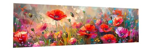 Diamond Painting Erwachsene Blume Diamant Painting Bilder Kinder Mohn Diamond Painting Eckige Steine 30x90cm DIY Diamant Malerei Groß Bastelset für Wohnzimmer und Schlafzimmer Wanddeko Geschenk K-4 von JIANFREY