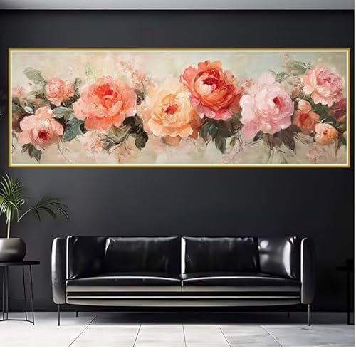 Diamond Painting Erwachsene Blume Diamant Painting Bilder Kinder Rosa Diamond Painting Eckige Steine 30x90cm DIY Diamant Malerei Groß Bastelset für Wohnzimmer und Schlafzimmer Wanddeko Geschenk U-9 von JIANFREY