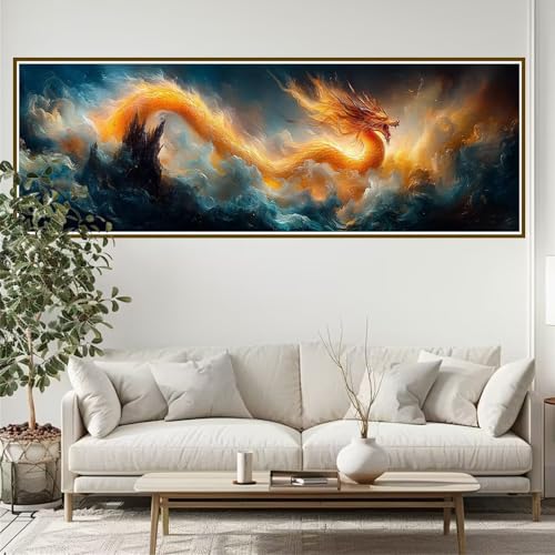 Diamond Painting Erwachsene Drachen Diamant Painting Bilder Kinder Wolke Diamond Painting Runden Diamant 90 x 30 cm DIY Daiments Malerei Groß Bastelset für Wohnzimmer und Schlafzimmer Wanddeko C-7 von JIANFREY