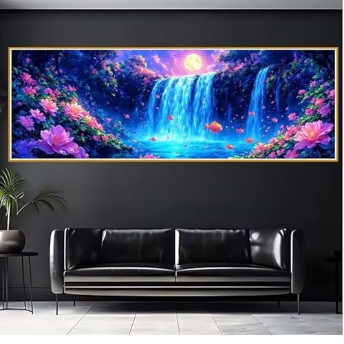 Diamond Painting Erwachsene Fallen Diamant Painting Bilder Kinder Landschaft Diamond Painting Eckige Steine 90x270cm DIY Diamant Malerei Groß Bastelset für Wohnzimmer und Schlafzimmer Wanddeko V-8 von JIANFREY