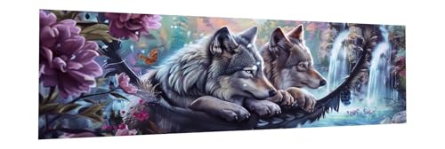 Diamond Painting Erwachsene Fallen Diamant Painting Bilder Kinder Wolf Diamond Painting Eckige Steine 30x90cm DIY Diamant Malerei Groß Bastelset für Wohnzimmer und Schlafzimmer Wanddeko Geschenk N-4 von JIANFREY