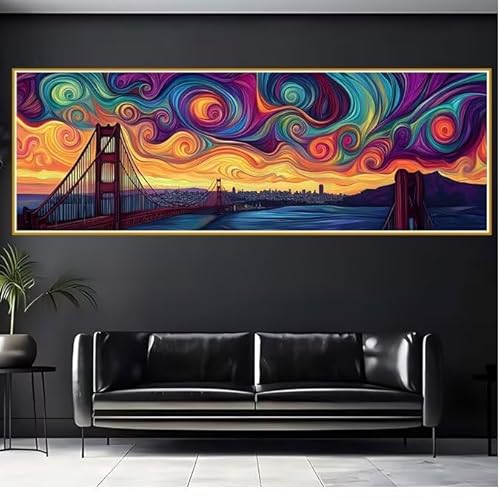 Diamond Painting Erwachsene Farbe Diamant Painting Bilder Kinder Landschaft Diamond Painting Eckige Steine 30x90cm DIY Diamant Malerei Groß Bastelset für Wohnzimmer und Schlafzimmer Wanddeko R-2 von JIANFREY