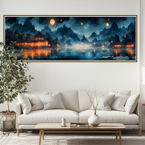 Diamond Painting Erwachsene Gebirge Diamant Painting Bilder Kinder Landschaft Diamond Painting Runden Diamant 180 x 60 cm DIY Daiments Malerei Bastelset für Wohnzimmer und Schlafzimmer Wanddeko G-5 von JIANFREY