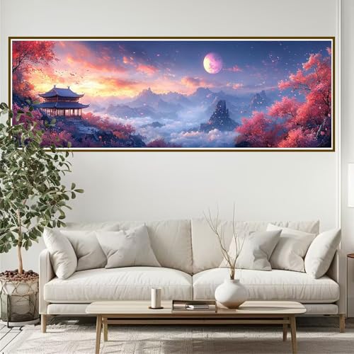 Diamond Painting Erwachsene Japan Diamant Painting Bilder Kinder Landschaft Diamond Painting Runden Diamant 90 x 30 cm DIY Daiments Malerei Groß Bastelset für Wohnzimmer und Schlafzimmer Wanddeko F-9 von JIANFREY