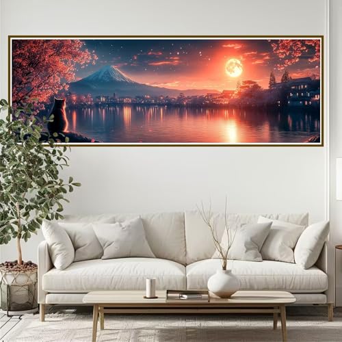 Diamond Painting Erwachsene Japan Diamant Painting Bilder Kinder Landschaft Diamond Painting Runden Diamant 90 x 30 cm DIY Daiments Malerei Groß Bastelset für Wohnzimmer und Schlafzimmer Wanddeko H-7 von JIANFREY