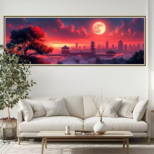 Diamond Painting Erwachsene Japan Diamant Painting Bilder Kinder Landschaft Diamond Painting Runden Diamant 90 x 30 cm DIY Daiments Malerei Groß Bastelset für Wohnzimmer und Schlafzimmer Wanddeko M-1 von JIANFREY