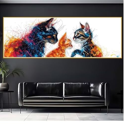 Diamond Painting Erwachsene Katze Diamant Painting Bilder Kinder Tier Diamond Painting Eckige Steine 30x90cm DIY Diamant Malerei Groß Bastelset für Wohnzimmer und Schlafzimmer Wanddeko Geschenk H-9 von JIANFREY