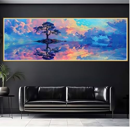 Diamond Painting Erwachsene Landschaft Diamant Painting Bilder Kinder Baum Diamond Painting Eckige Steine 30x90cm DIY Diamant Malerei Groß Bastelset für Wohnzimmer und Schlafzimmer Wanddeko L-6 von JIANFREY