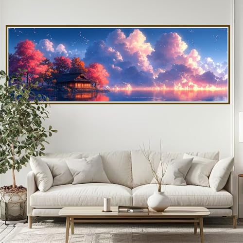 Diamond Painting Erwachsene Landschaft Diamant Painting Bilder Kinder Baum Diamond Painting Runden Diamant 90 x 30 cm DIY Daiments Malerei Groß Bastelset für Wohnzimmer und Schlafzimmer Wanddeko P-3 von JIANFREY