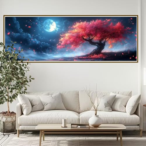 Diamond Painting Erwachsene Landschaft Diamant Painting Bilder Kinder Baum Diamond Painting Runden Diamant 90 x 30 cm DIY Daiments Malerei Groß Bastelset für Wohnzimmer und Schlafzimmer Wanddeko R-8 von JIANFREY