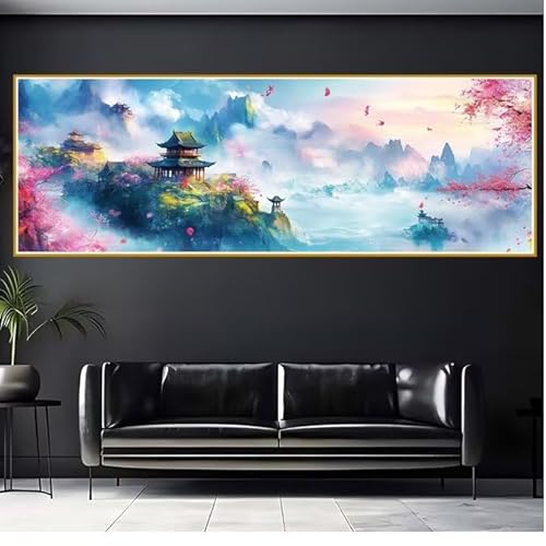 Diamond Painting Erwachsene Landschaft Diamant Painting Bilder Kinder Berg Diamond Painting Eckige Steine 30x90cm DIY Diamant Malerei Groß Bastelset für Wohnzimmer und Schlafzimmer Wanddeko L-2 von JIANFREY