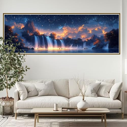 Diamond Painting Erwachsene Landschaft Diamant Painting Bilder Kinder Fallen Diamond Painting Runden Diamant 270 x 90 cm DIY Daiments Malerei Bastelset für Wohnzimmer und Schlafzimmer Wanddeko S-7 von JIANFREY