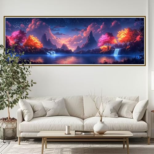 Diamond Painting Erwachsene Landschaft Diamant Painting Bilder Kinder Fallen Diamond Painting Runden Diamant 90 x 30 cm DIY Daiments Malerei Groß Bastelset für Wohnzimmer und Schlafzimmer Wanddeko T-4 von JIANFREY