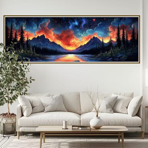 Diamond Painting Erwachsene Landschaft Diamant Painting Bilder Kinder Gebirge Diamond Painting Runden Diamant 90 x 30 cm DIY Daiments Malerei Bastelset für Wohnzimmer und Schlafzimmer Wanddeko I-3 von JIANFREY